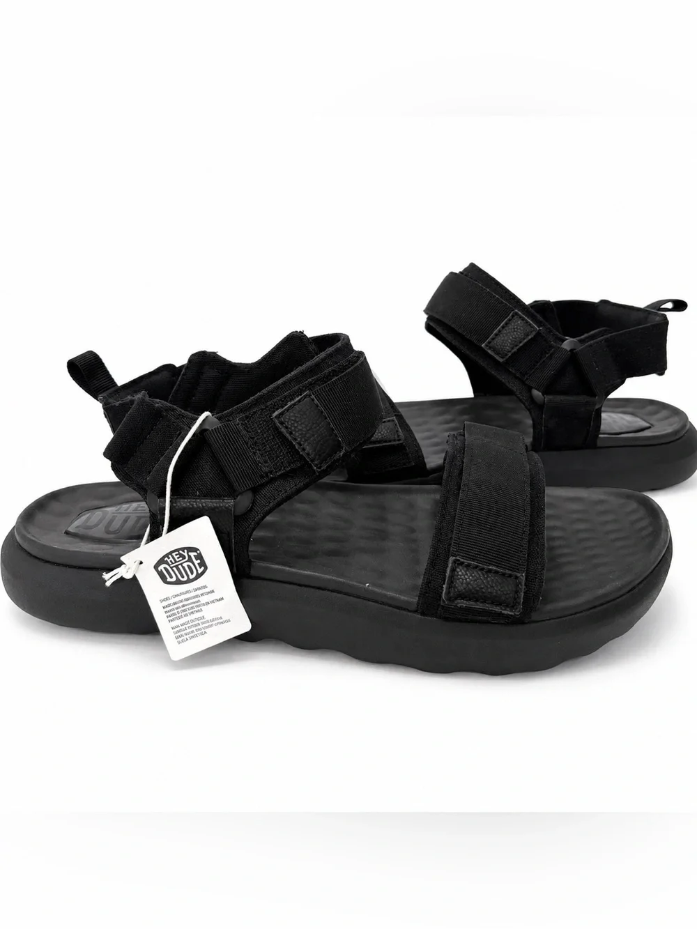 Hey Dude Black Adjustable Strap Sandals Size 13